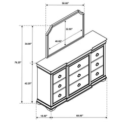 Garland Brown Cherry 11-drawer Bedroom Dresser with Mirror - Ornate Home