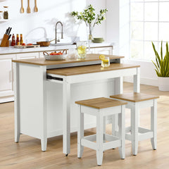 Garland Oak/White 3-Piece Kitchen Island and Stool Set - Ornate Home