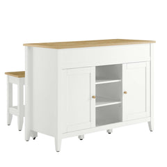 Garland Oak/White 3-Piece Kitchen Island and Stool Set - Ornate Home