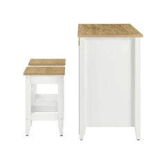 Garland Oak/White 3-Piece Kitchen Island and Stool Set - Ornate Home