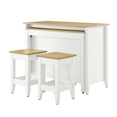Garland Oak/White 3-Piece Kitchen Island and Stool Set - Ornate Home
