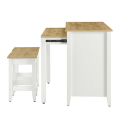 Garland Oak/White 3-Piece Kitchen Island and Stool Set - Ornate Home
