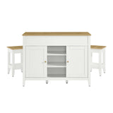 Garland Oak/White 3-Piece Kitchen Island and Stool Set - Ornate Home