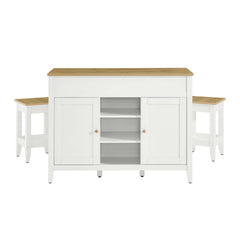 Garland Oak/White 3-Piece Kitchen Island and Stool Set - Ornate Home