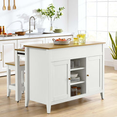 Garland Oak/White 3-Piece Kitchen Island and Stool Set - Ornate Home