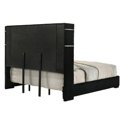Garner Black/Gray Queen Bed w/Fireplace, LED, Reading Light, Speaker, Bluetooth, USB - Ornate Home