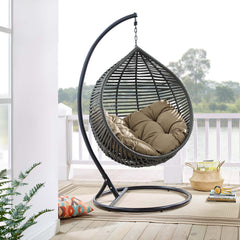 Garner Gray/Mocha Teardrop Outdoor Patio Swing Chair - Ornate Home
