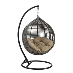 Garner Gray/Mocha Teardrop Outdoor Patio Swing Chair - Ornate Home