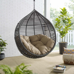 Garner Gray/Mocha Teardrop Outdoor Patio Swing Chair - Ornate Home