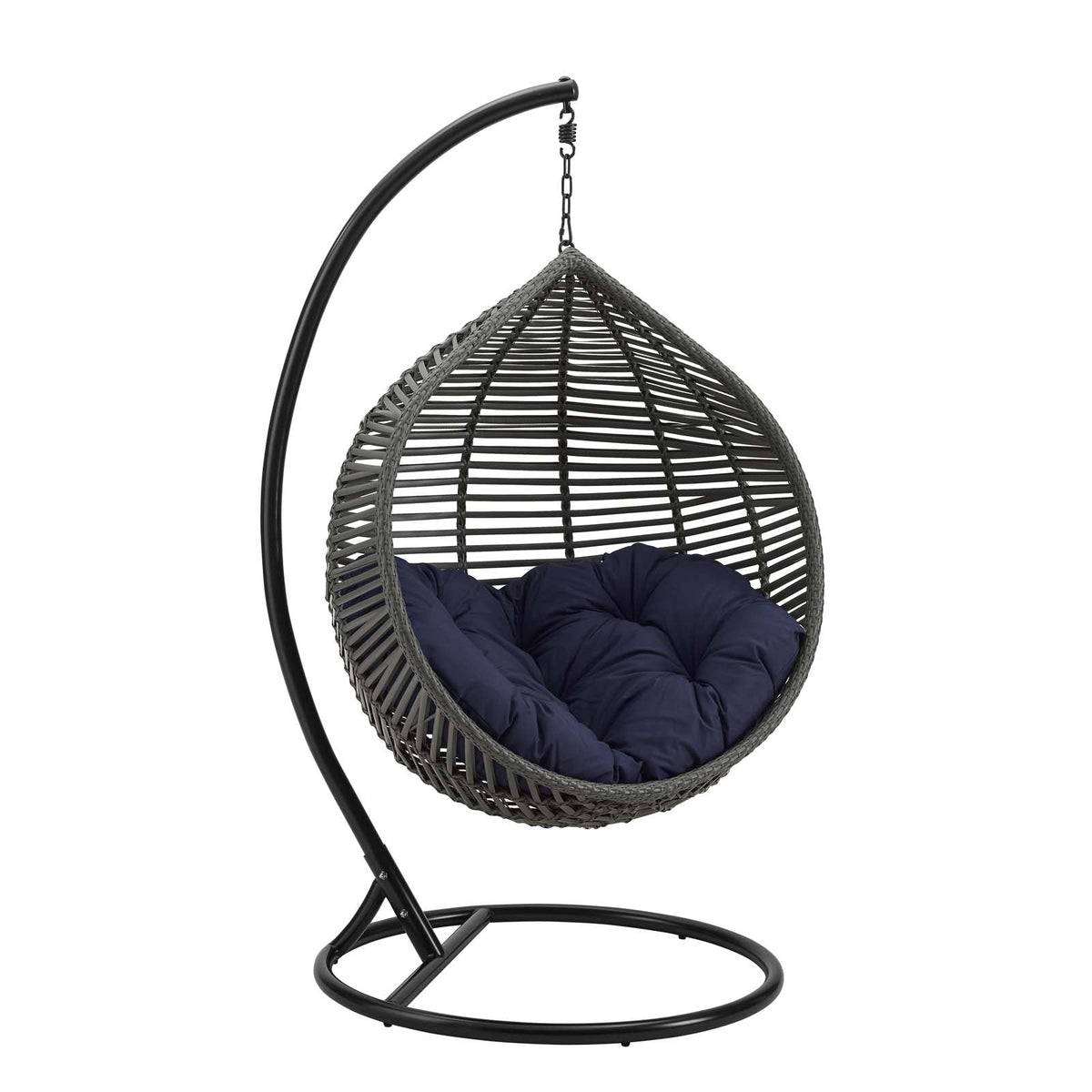 Garner Gray/Navy Teardrop Outdoor Patio Swing Chair - Ornate Home