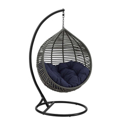 Garner Gray/Navy Teardrop Outdoor Patio Swing Chair - Ornate Home