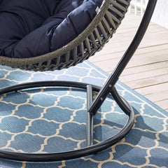 Garner Gray/Navy Teardrop Outdoor Patio Swing Chair - Ornate Home