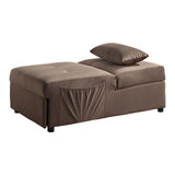 Garrell Brown Velvet Lift Top Storage Bench with Pull-out Bed - Ornate Home