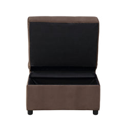 Garrell Brown Velvet Lift Top Storage Bench with Pull-out Bed - Ornate Home