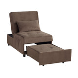 Garrell Brown Velvet Lift Top Storage Bench with Pull-out Bed - Ornate Home