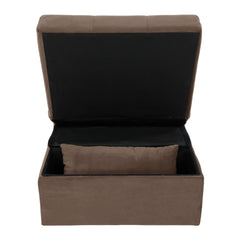 Garrell Brown Velvet Lift Top Storage Bench with Pull-out Bed - Ornate Home