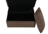 Garrell Brown Velvet Lift Top Storage Bench with Pull-out Bed - Ornate Home