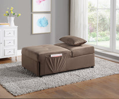 Garrell Brown Velvet Lift Top Storage Bench with Pull-out Bed - Ornate Home