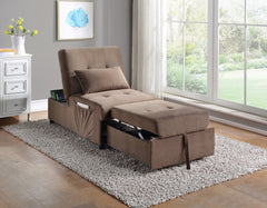 Garrell Brown Velvet Lift Top Storage Bench with Pull-out Bed - Ornate Home