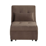 Garrell Brown Velvet Lift Top Storage Bench with Pull-out Bed - Ornate Home