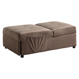 Garrell Brown Velvet Lift Top Storage Bench with Pull-out Bed - Ornate Home