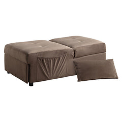 Garrell Brown Velvet Lift Top Storage Bench with Pull-out Bed - Ornate Home