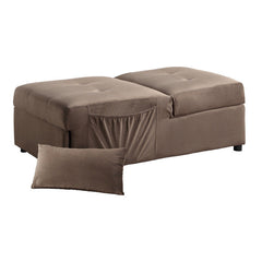 Garrell Brown Velvet Lift Top Storage Bench with Pull-out Bed - Ornate Home