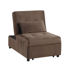 Garrell Brown Velvet Lift Top Storage Bench with Pull-out Bed - Ornate Home