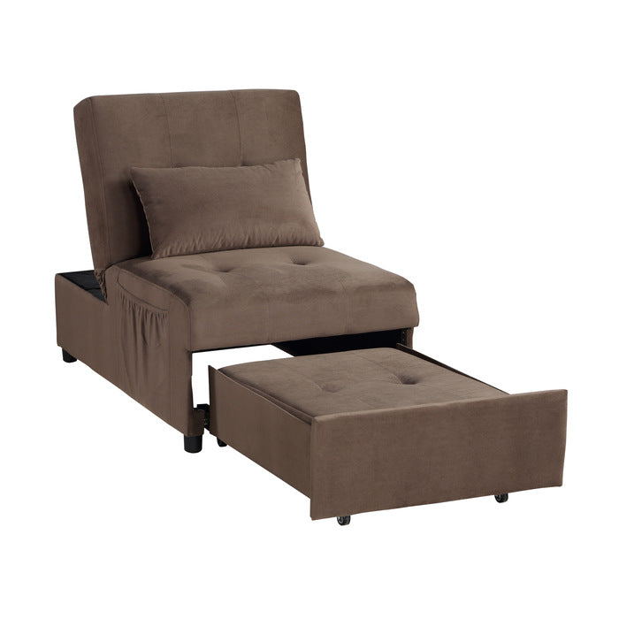 Garrell Brown Velvet Lift Top Storage Bench with Pull-out Bed - Ornate Home