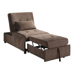 Garrell Brown Velvet Lift Top Storage Bench with Pull-out Bed - Ornate Home