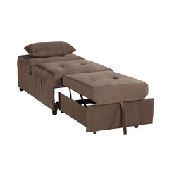 Garrell Brown Velvet Lift Top Storage Bench with Pull-out Bed - Ornate Home
