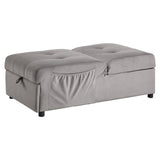 Garrell Brownish Gray Velvet Lift Top Storage Bench with Pull-out Bed - Ornate Home