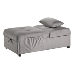 Garrell Brownish Gray Velvet Lift Top Storage Bench with Pull-out Bed - Ornate Home