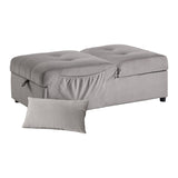 Garrell Brownish Gray Velvet Lift Top Storage Bench with Pull-out Bed - Ornate Home
