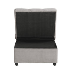 Garrell Brownish Gray Velvet Lift Top Storage Bench with Pull-out Bed - Ornate Home