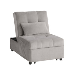 Garrell Brownish Gray Velvet Lift Top Storage Bench with Pull-out Bed - Ornate Home