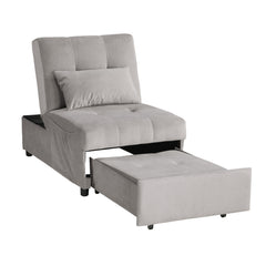 Garrell Brownish Gray Velvet Lift Top Storage Bench with Pull-out Bed - Ornate Home