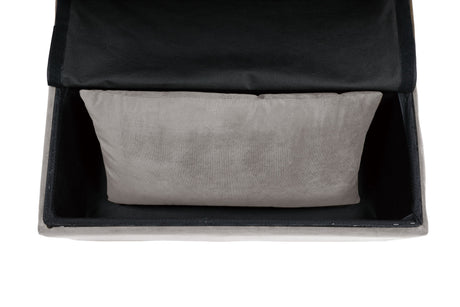 Garrell Brownish Gray Velvet Lift Top Storage Bench with Pull-out Bed - Ornate Home