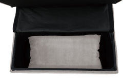 Garrell Brownish Gray Velvet Lift Top Storage Bench with Pull-out Bed - Ornate Home
