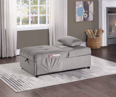 Garrell Brownish Gray Velvet Lift Top Storage Bench with Pull-out Bed - Ornate Home