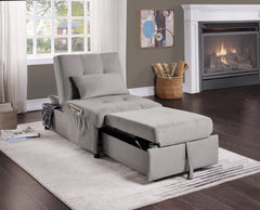 Garrell Brownish Gray Velvet Lift Top Storage Bench with Pull-out Bed - Ornate Home