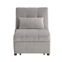 Garrell Brownish Gray Velvet Lift Top Storage Bench with Pull-out Bed - Ornate Home