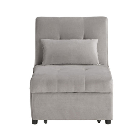 Garrell Brownish Gray Velvet Lift Top Storage Bench with Pull-out Bed - Ornate Home