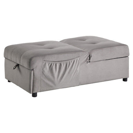 Garrell Brownish Gray Velvet Lift Top Storage Bench with Pull-out Bed - Ornate Home