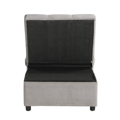 Garrell Brownish Gray Velvet Lift Top Storage Bench with Pull-out Bed - Ornate Home