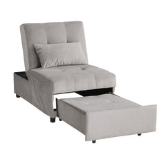 Garrell Brownish Gray Velvet Lift Top Storage Bench with Pull-out Bed - Ornate Home