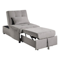 Garrell Brownish Gray Velvet Lift Top Storage Bench with Pull-out Bed - Ornate Home