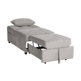 Garrell Brownish Gray Velvet Lift Top Storage Bench with Pull-out Bed - Ornate Home