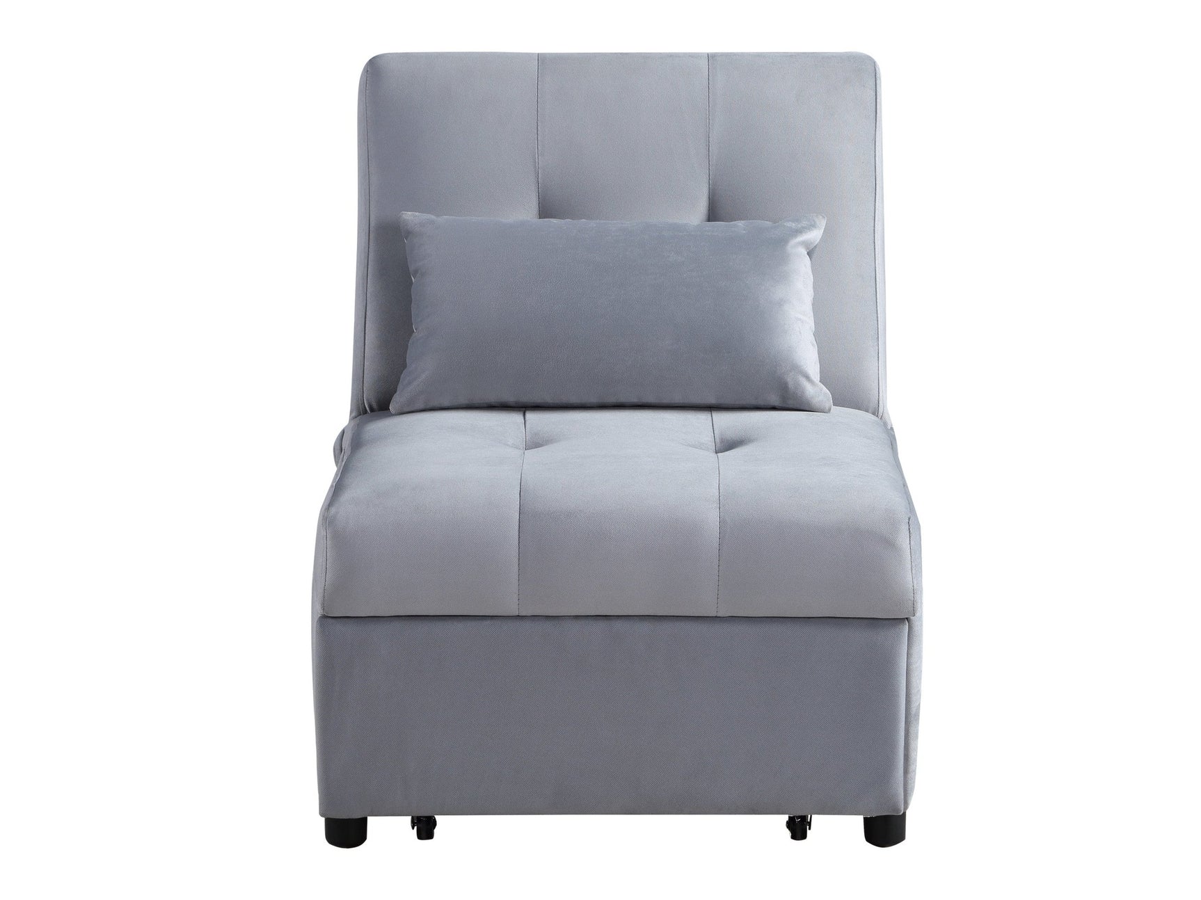 Garrell Gray Velvet Lift Top Storage Bench with Pull-out Bed - Ornate Home