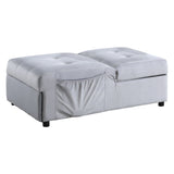 Garrell Gray Velvet Lift Top Storage Bench with Pull-out Bed - Ornate Home